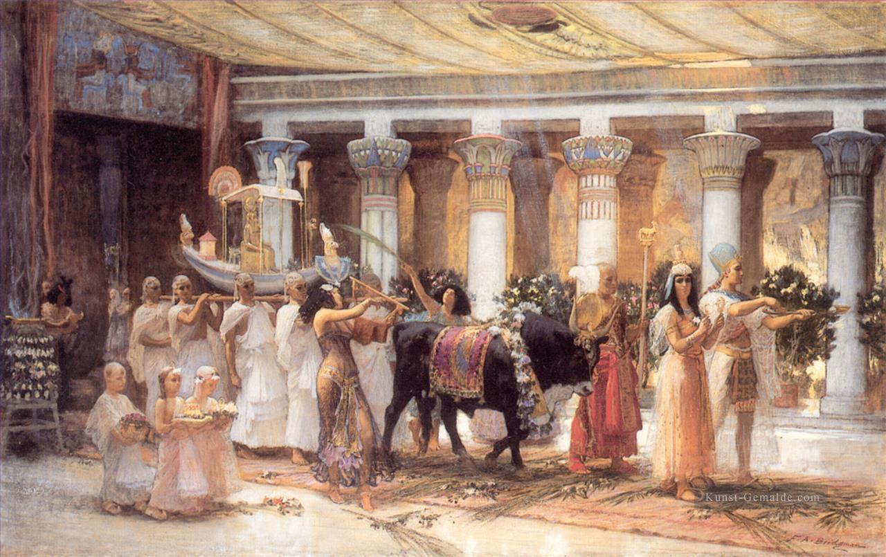 die Prozession des Heiligen Bull Anubis Arabisch Frederick Arthur Bridgman Ölgemälde